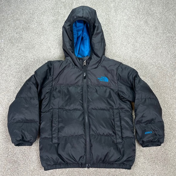 The North Face Toddler 3T Reversible Down Puffer Coat Jacket 550 Fill Black Blue - Picture 1 of 12